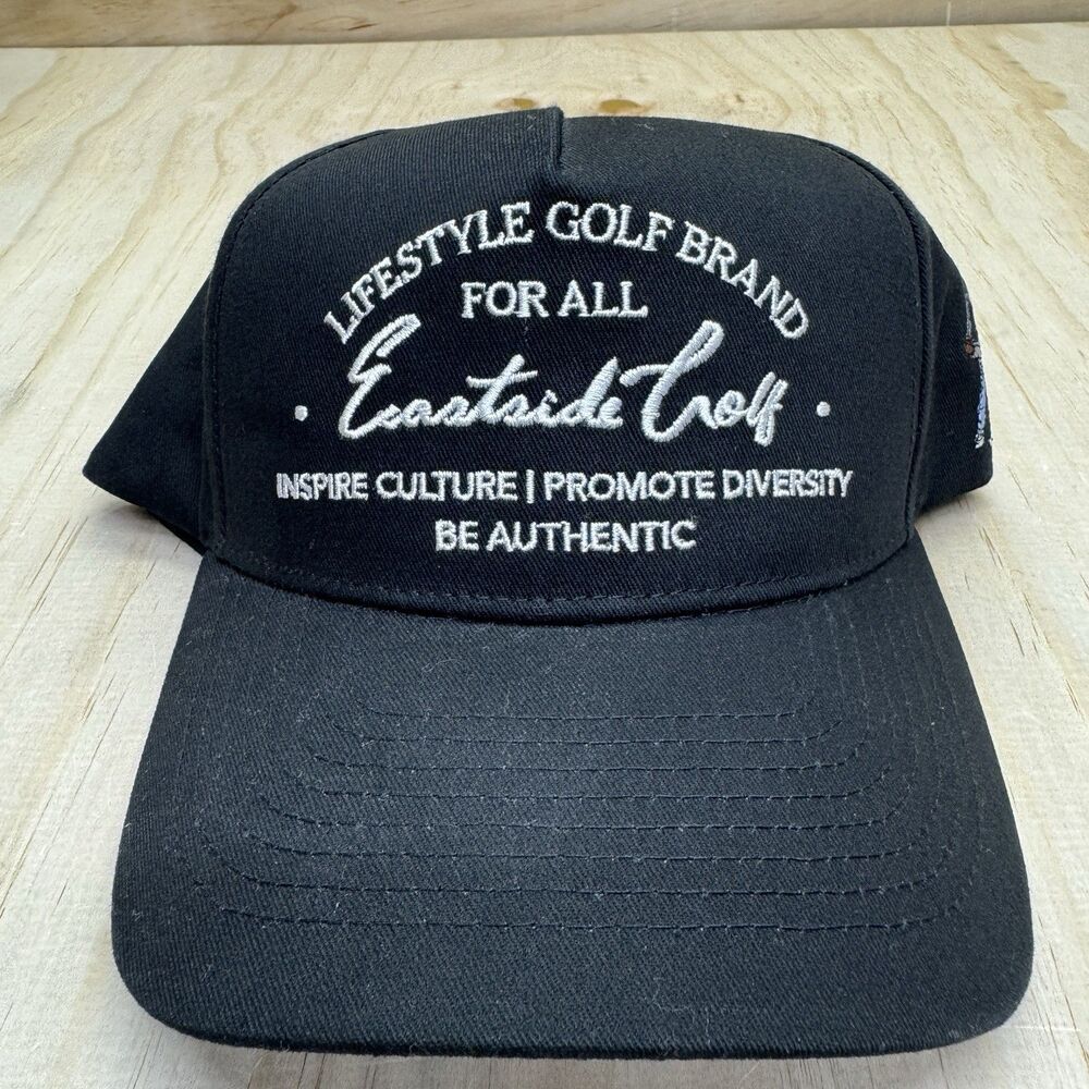NEW Eastside Golf 5 Panel Life Mission Cotton Snapback Black Hat Cap